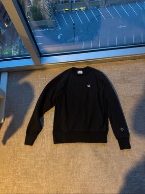 Champion Black Crewneck Sweatshirt with Small Logo